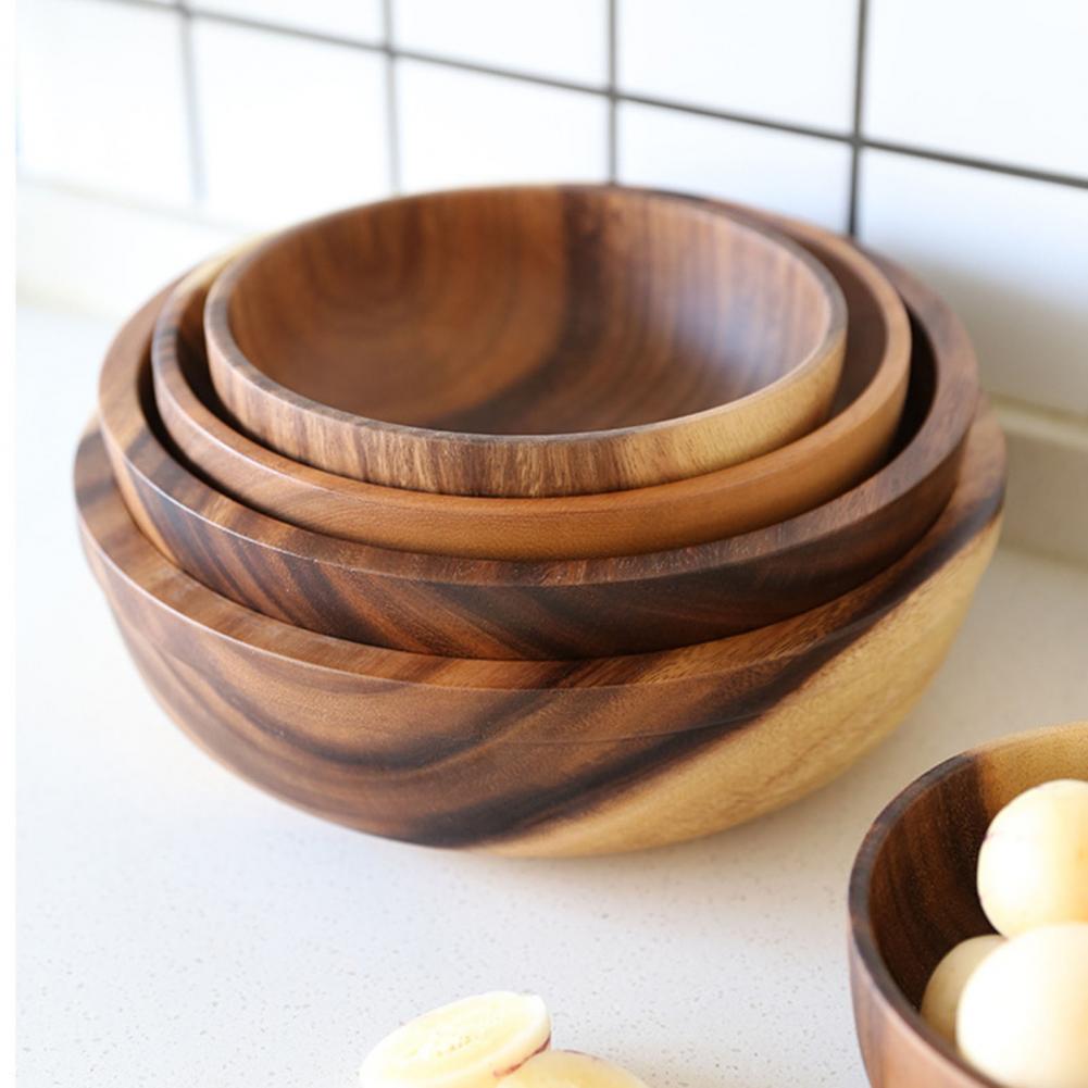 Natural Wooden Bowl For Fruit Salad And Serving