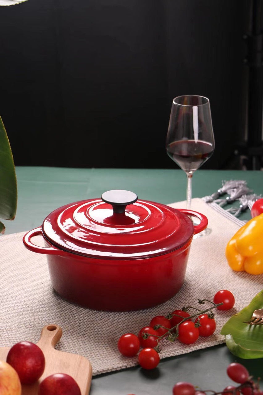 Enamel cast iron hat stock pot