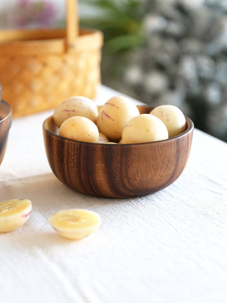 Natural Wooden Bowl For Fruit Salad And Serving