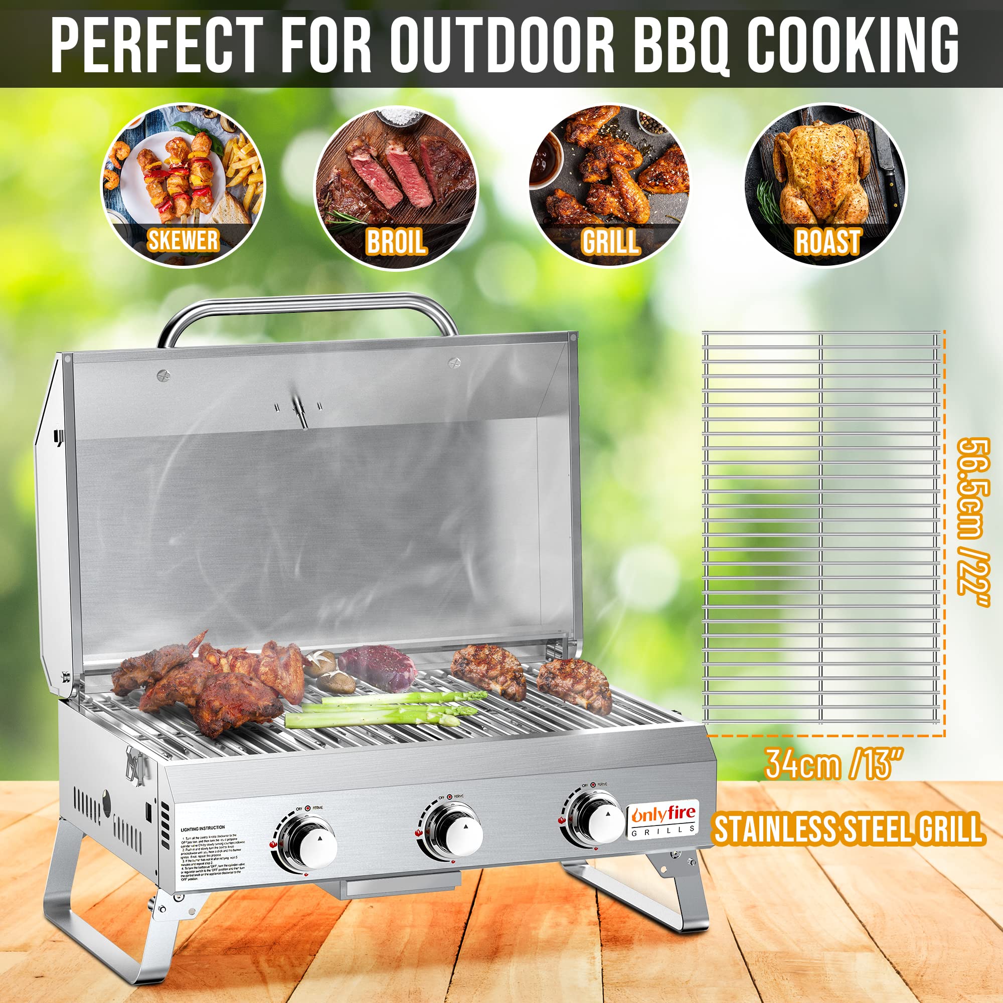 Gas Barbecue Grill With 3 Burners