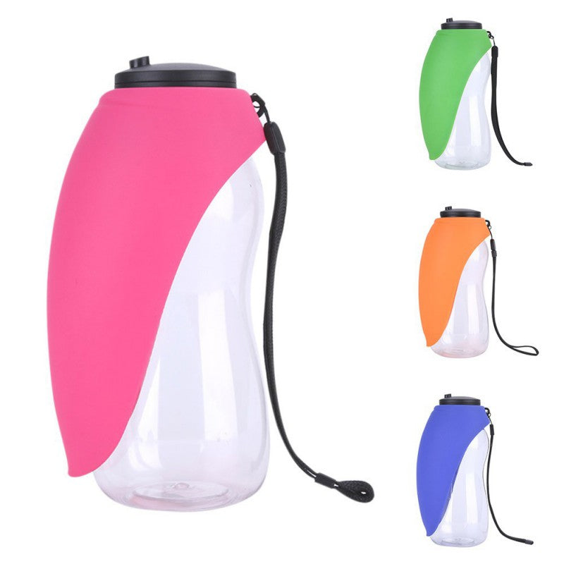 Portable Pet Water Bottle With Attached Drinking Bowl