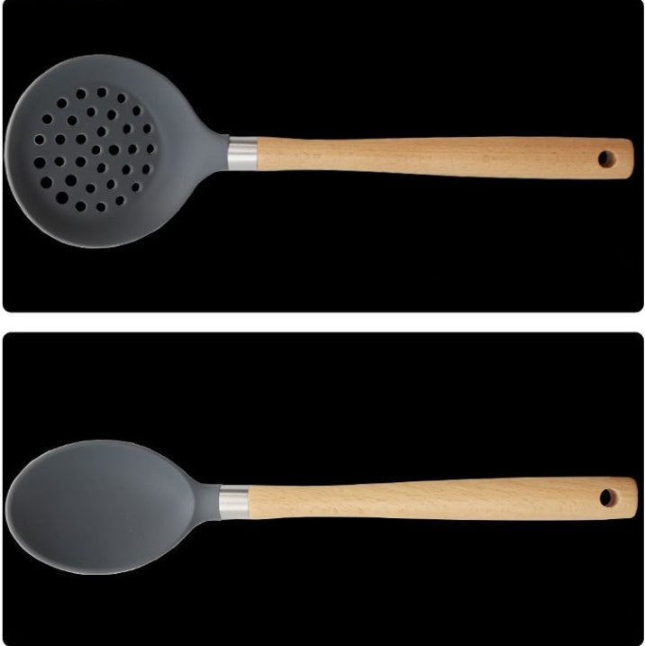 Silicone Wooden Handle Kitchen Utensils