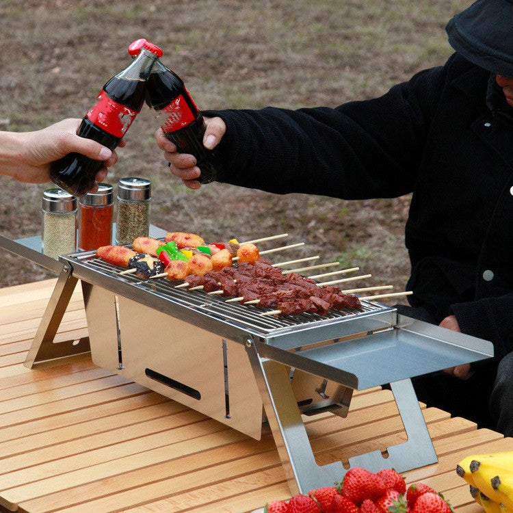 Outdoor Thickened Fold Stainless Steel Barbecue Grill