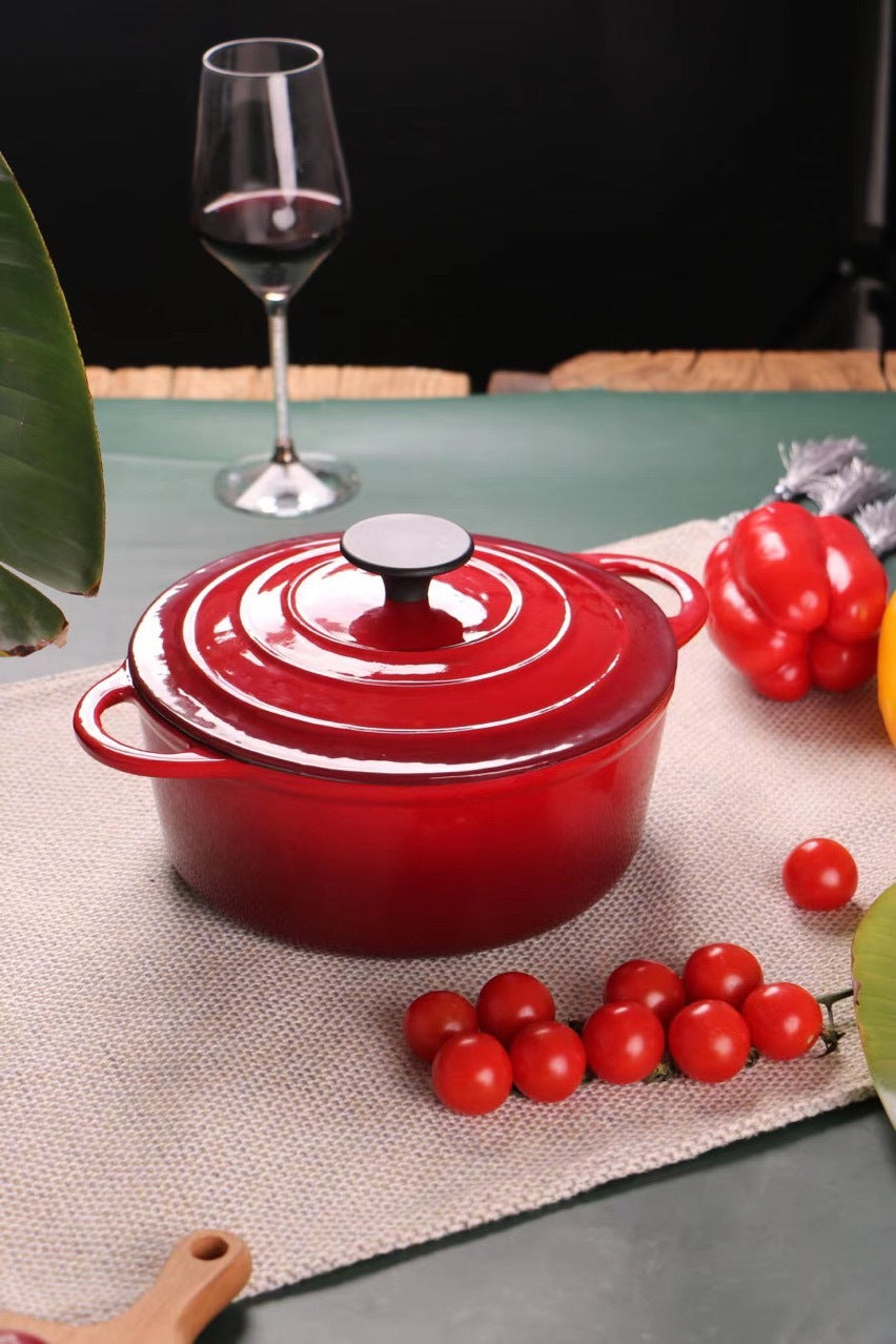 Enamel cast iron hat stock pot