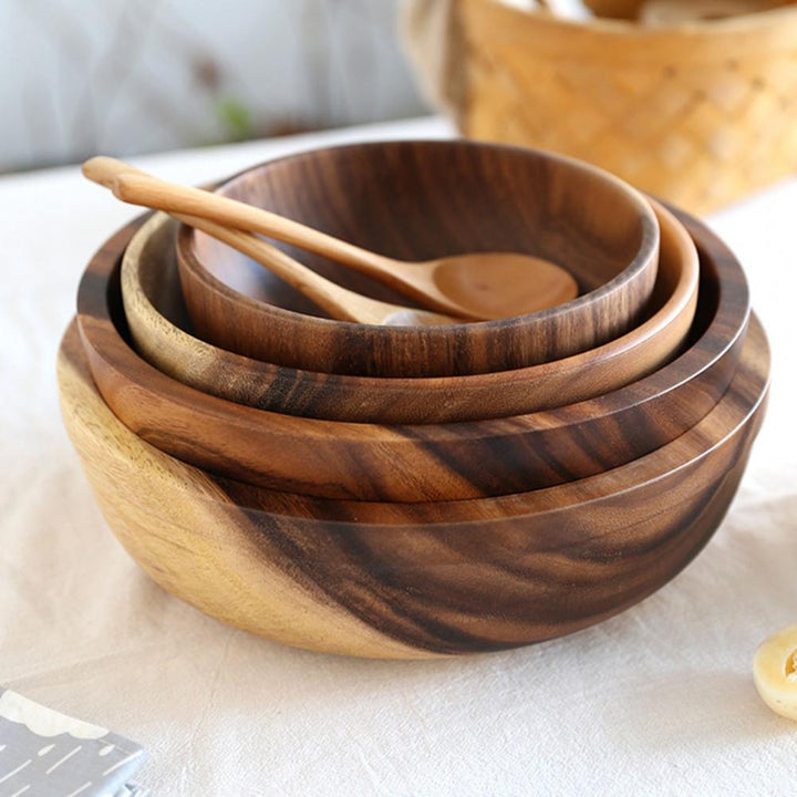 Natural Wooden Bowl For Fruit Salad And Serving