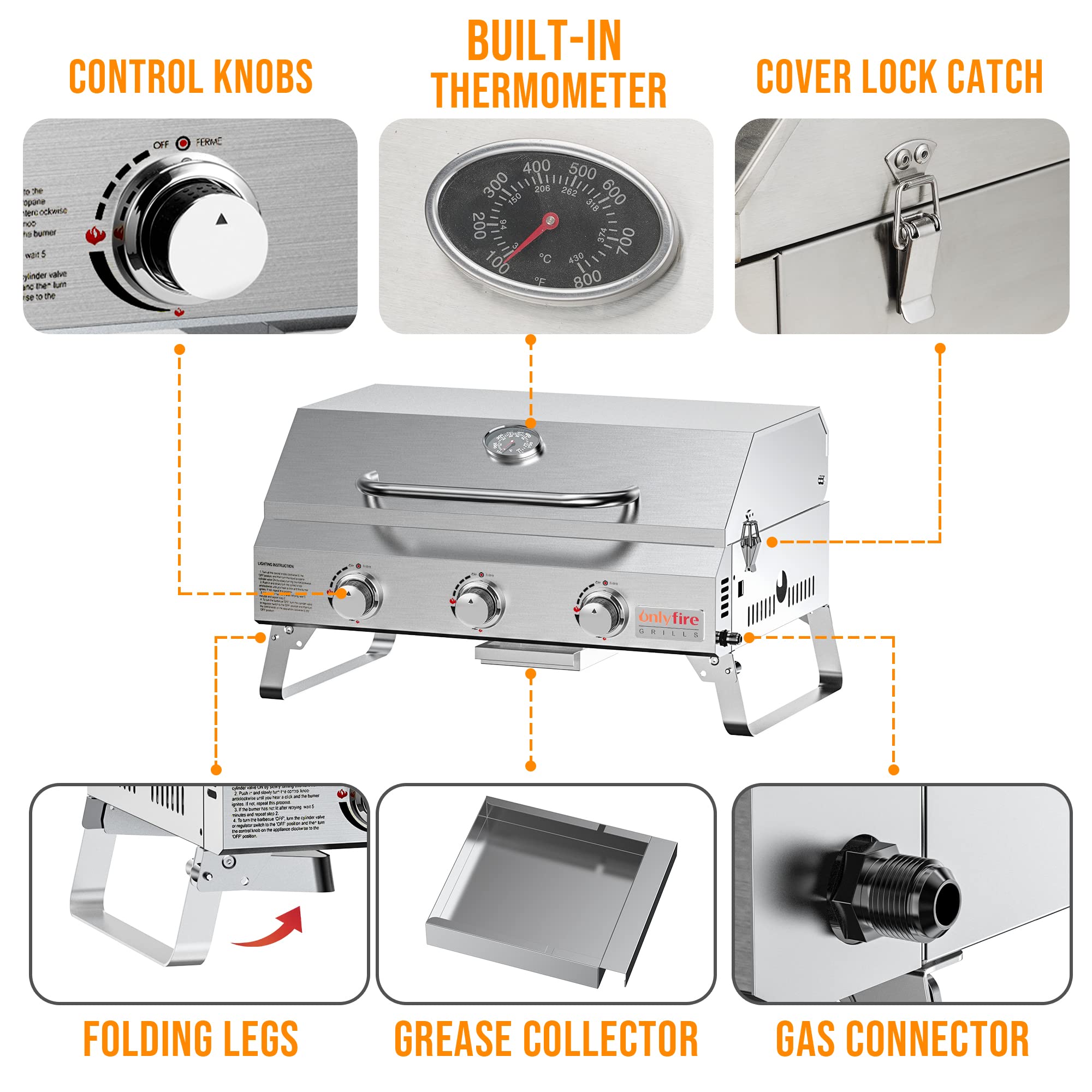 Gas Barbecue Grill With 3 Burners