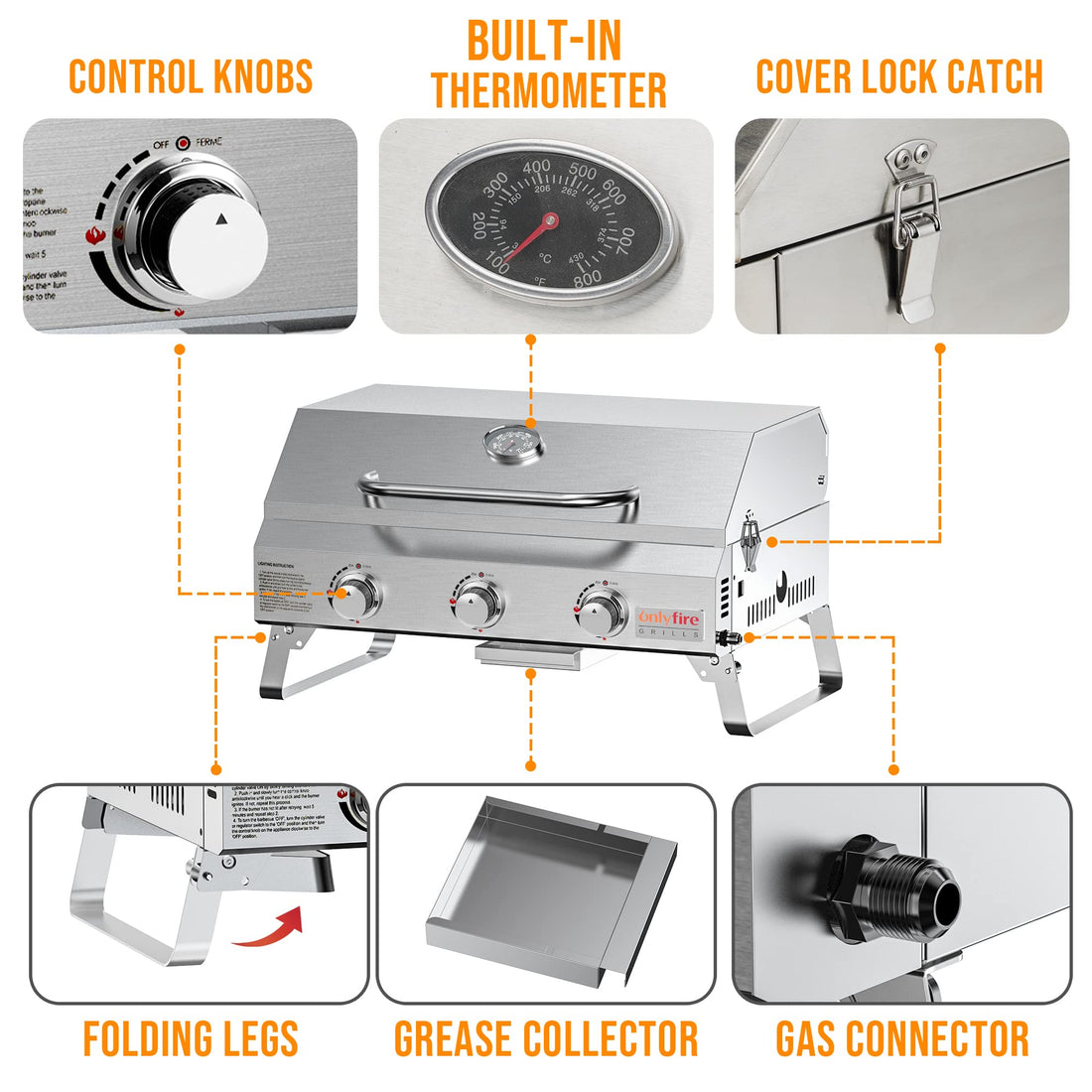 Gas Barbecue Grill With 3 Burners