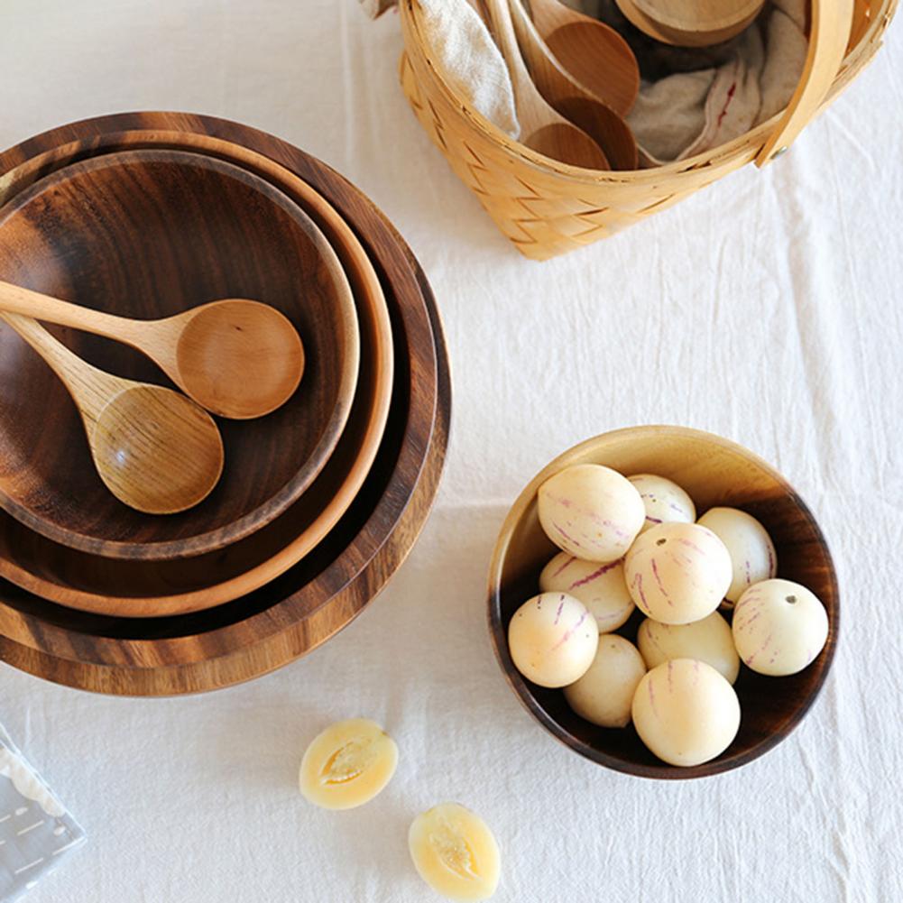 Natural Wooden Bowl For Fruit Salad And Serving