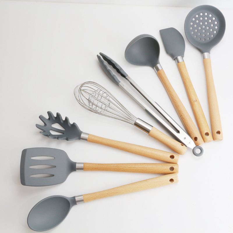 Silicone Wooden Handle Kitchen Utensils