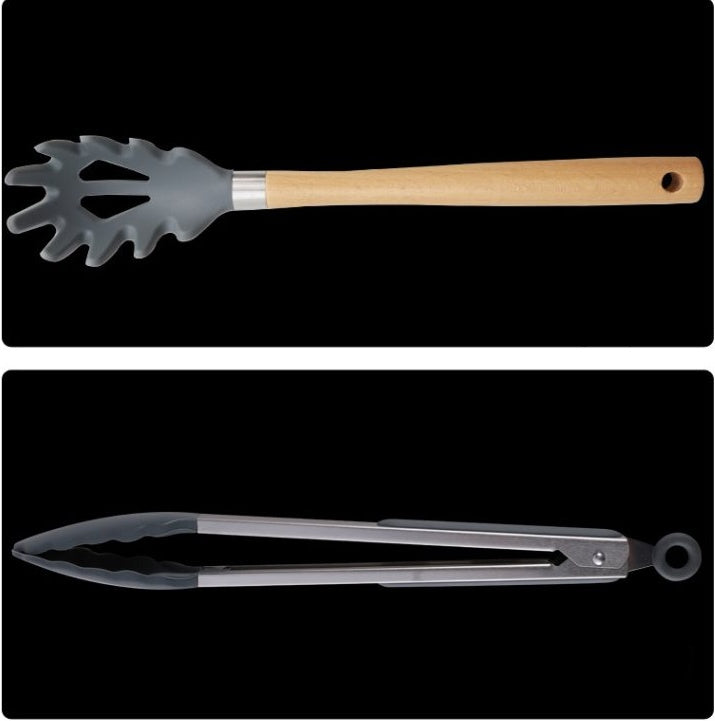 Silicone Wooden Handle Kitchen Utensils