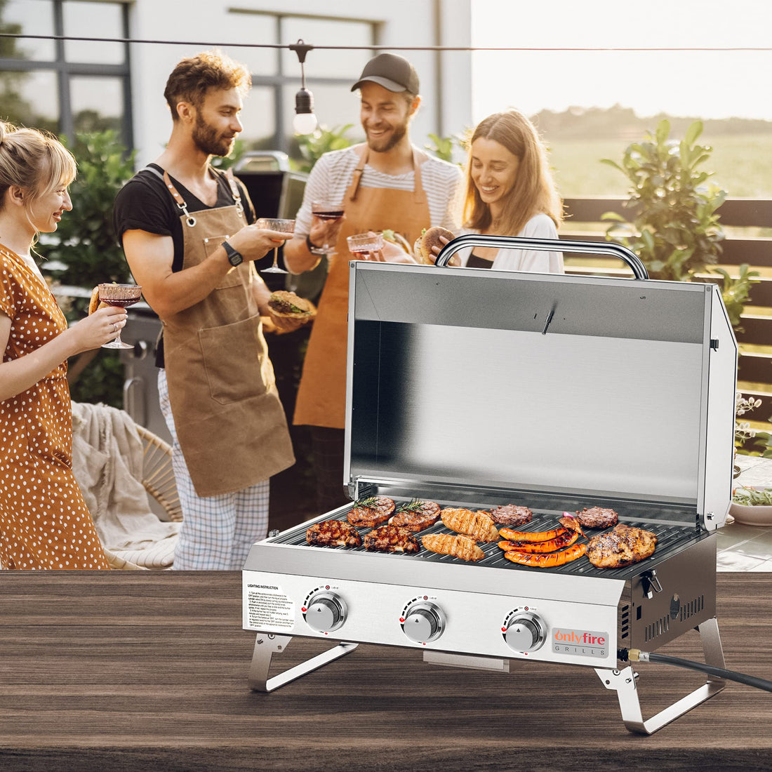 Gas Barbecue Grill With 3 Burners