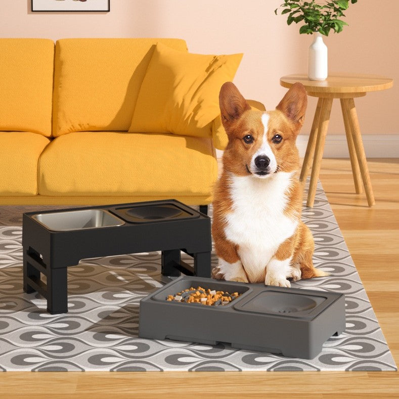 Adjustable Elevated Double Dog Bowls With Stainless Steel Stand